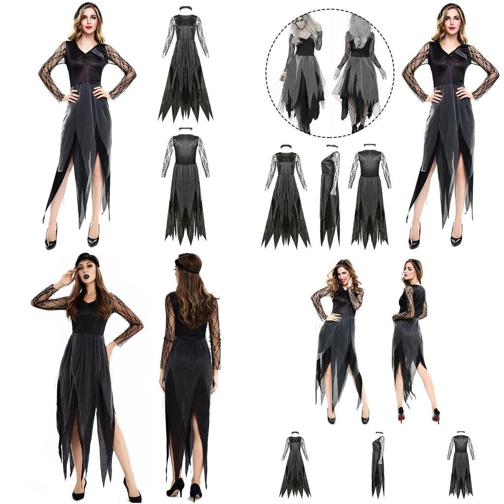 Dark Vampire Bride Halloween Costume For Women With Lace Polyester For Cosplay And Party