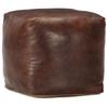 Pouf 40 X 40 X 40 Cm Dark Brown Genuine Goatskin Leather