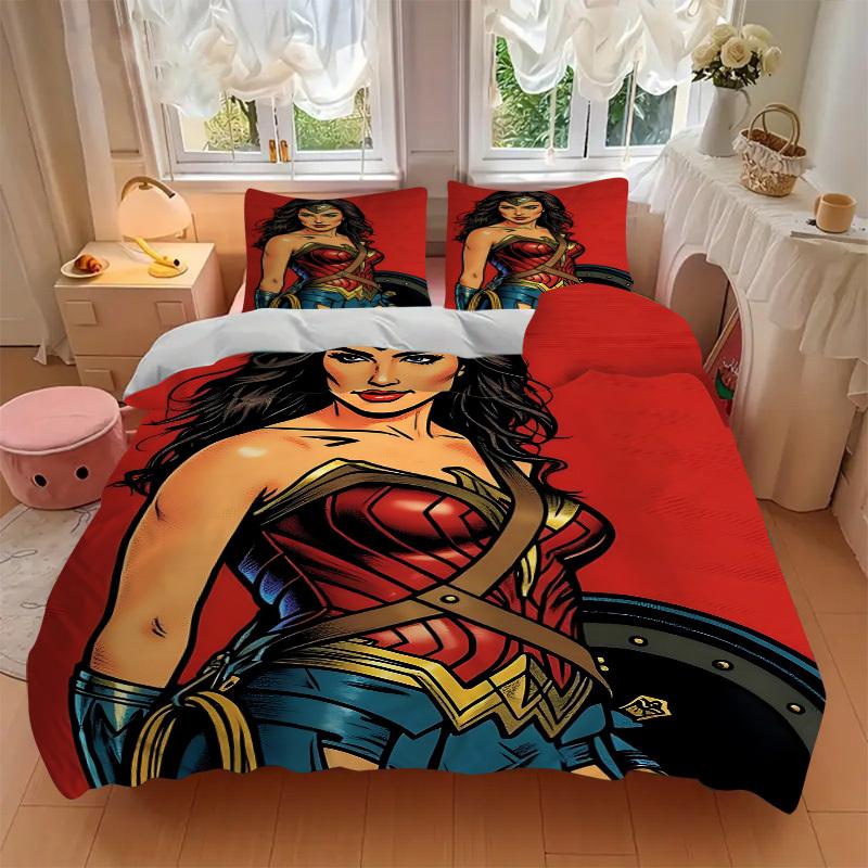 3pcs Wonder Woman Cover Set,Soft Comfortable Duvet Cover,Guest Room (1*Duvet Cover + 2*Pillowcases, Without Core) yy251024098