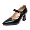 Pointed high heels women's spring new one-word buckle simple temperament commuting single shoes professional dress work shoes
