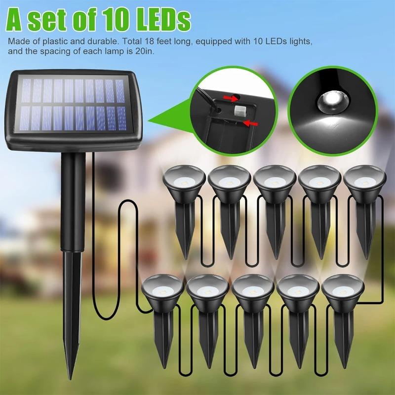 Solar In-Ground Lights 10 In 1 Lamp Lighting Outdoor Decoration LED Landscape Resistance Garden Powered Driveway Weather Lawn Christmas Decorations