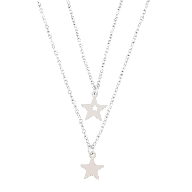 2/3 Pieces Retro Vintage Star Charm Necklace Birthday Gifts Friendship Chain Necklace with Message Card Jewelry Present