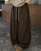 Corduroy High-Waist Striped Drawstring Trousers
