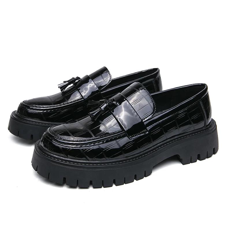 New Fashion Men's Casual Leather Shoes British Style Thick Bottom Formal Shoes Men Lightweight Dress Business Loafers Mocassins