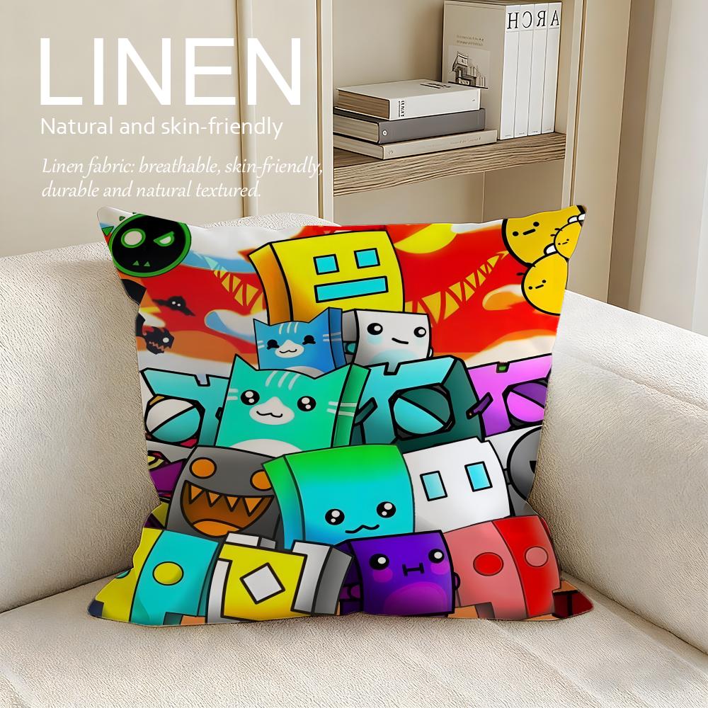 Game Cartoon GGeometry Dash Game Cushion Cover Pillowcase Set Pcs X X Breathable Washable Sofa Cushion Cover