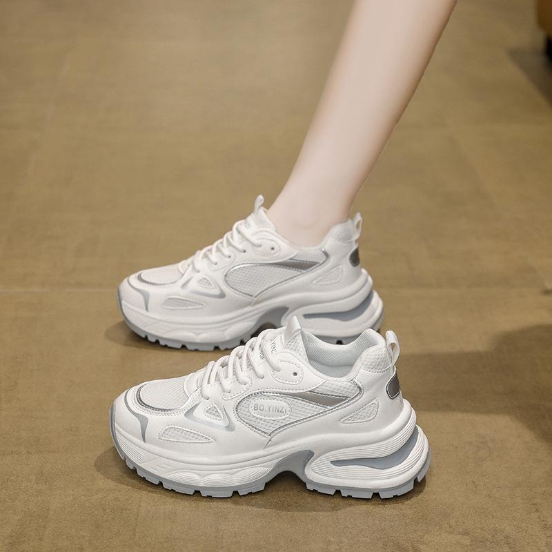 Thick-soled silver dad shoes, new autumn heightening comfortable heightening sneakers