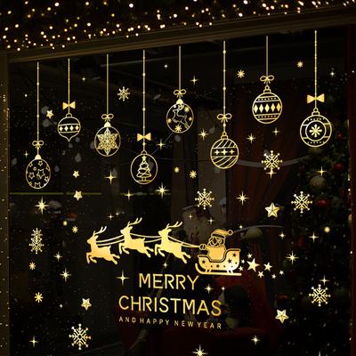 Nuovo Anno Finestra Alce Babbo Natale Slitta Splendida Palla di Natale Nastro a Spirale Adesivi Murali Adesivi per Finestre per Decorazioni Domestiche Festiv