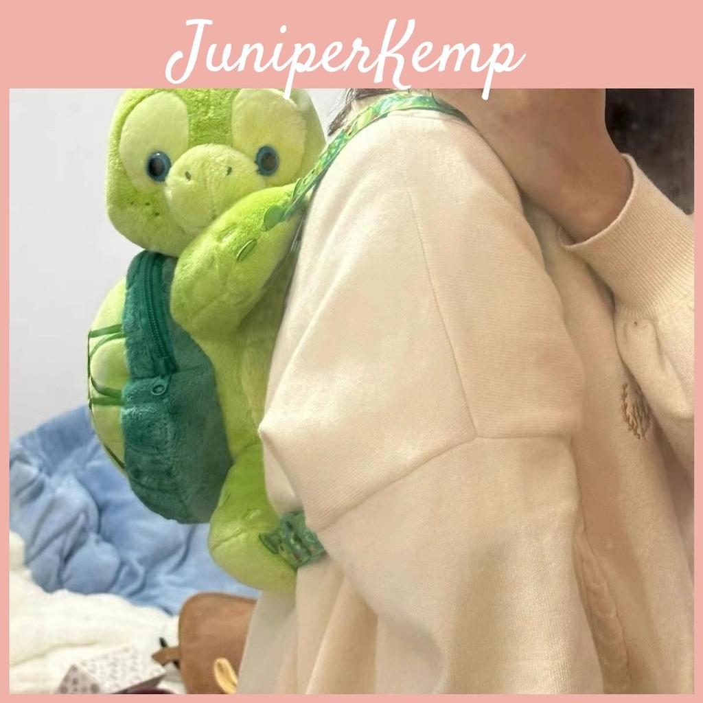 Olu Mel Plush Turtle Backpack For Kids With Cartoon Design And Adjustable Straps