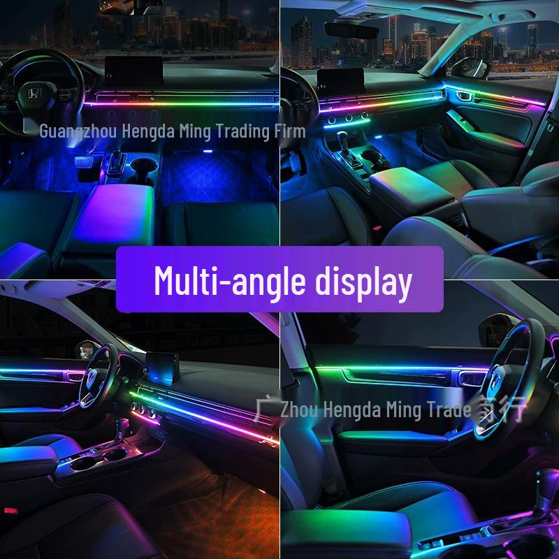 Smart Remote-Control Car LED Ambient Light Strip – Multicolor Acrylic for Central Console and Doors