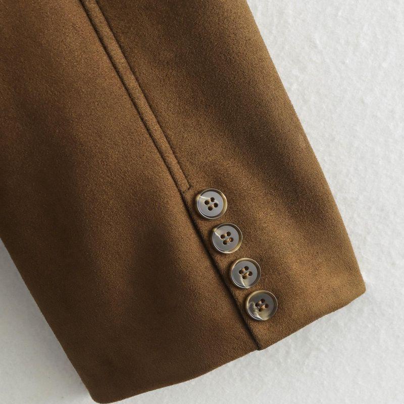 Kaslead New Arrival Women's Fashion Style Stylish Simple and Versatile Suede Single-Breasted Suit Outwear
