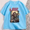 Jesus Riding A Dinosaur Tshirts For Unisex Unisex Vintage 90s Graphic T Shirt Jesus Hand Drawn Tshirt T Rex Christian Easter Tee