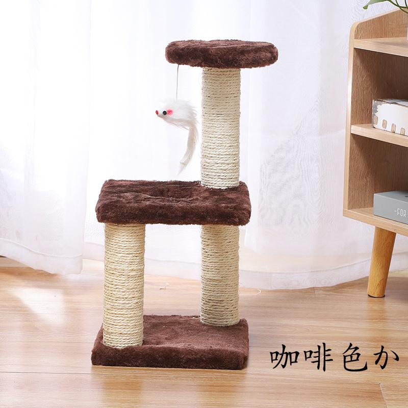 Cat Climbing Frame, Three-layer Sisal Cat Scratch Column, Toy to Relieve Boredom for Small and Medium-sized Cats