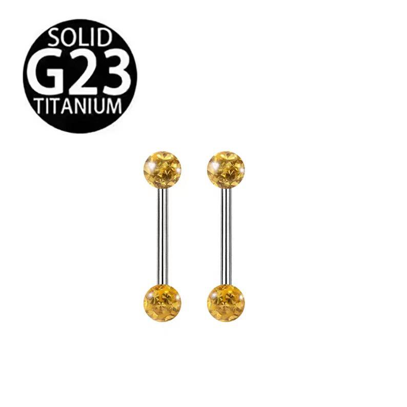 Titanium Shamballa Diamond Ball Tongue Stud with Polymer Clay Diamond Inlay - 14G Body Piercing Jewelry