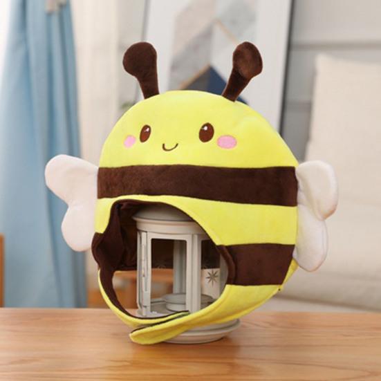 Pălărie de Spectacol Galbenă Tip Scurt cu Expresie Drăguță Pălărie Amuzantă 3D de Albină Articole de Acoperit Cap de Pluș Animal Accesorii de Costum