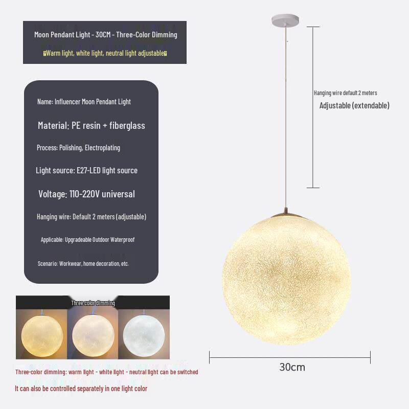 Creative Moon Pendant Lamp for Windows, Restaurants, Bars, and Shops