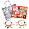 Contagem Regressiva para o Natal: Caixa de Presente Roxa com Calendário de Pulseira de Contas Douradas/Prateadas DIY