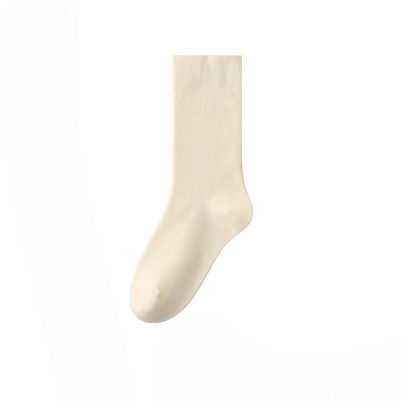 Female Spring and Autumn Pure Color Sweat Absorption Breathable Boneless Month In The Tube Pile Socks