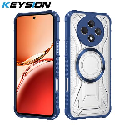 KEYSION Transparent Magnetic Case for TECNO Spark 30C 4G Silicone+PC Heavy Duty Shockproof Phone Cover for Tecno Spark 30 Pro 4G