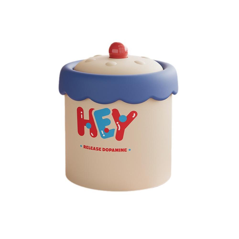 Cartoon Mini Waste Bin with Cover Waste Paper Basket Storage Bucket Tea Slag Can Office