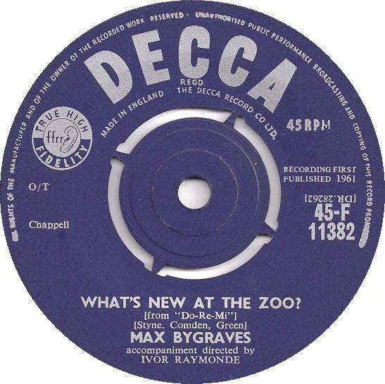 

7inch Record MAX BYGRAVES Whats New At The Zoo 45F11382 DECCA 1961 UK Pop Used