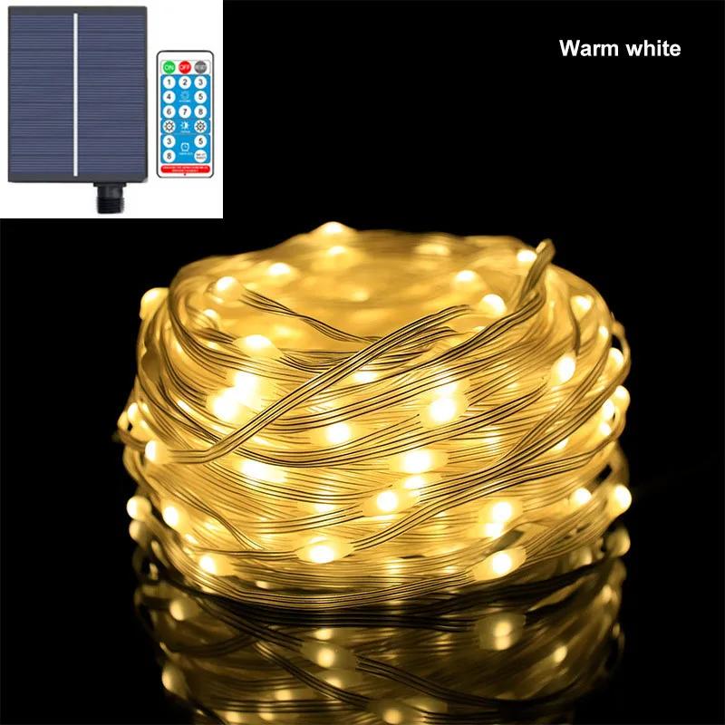 

Solar String Lights Fairy Leather Thread Lamp RGB Warm White 8 Mode Lighting for Christmas Decorative 2025 Wedding Party 23M 200LEDs теплим білим кольором