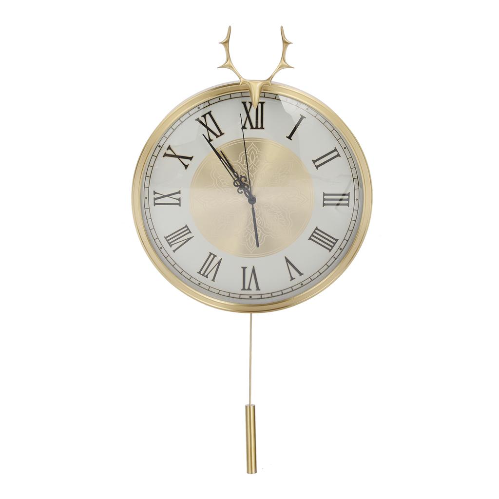 Zegar ścienny cichy miedziany w stylu europejskim zegar wahadłowy z czystej miedzi do wnętrza salonu