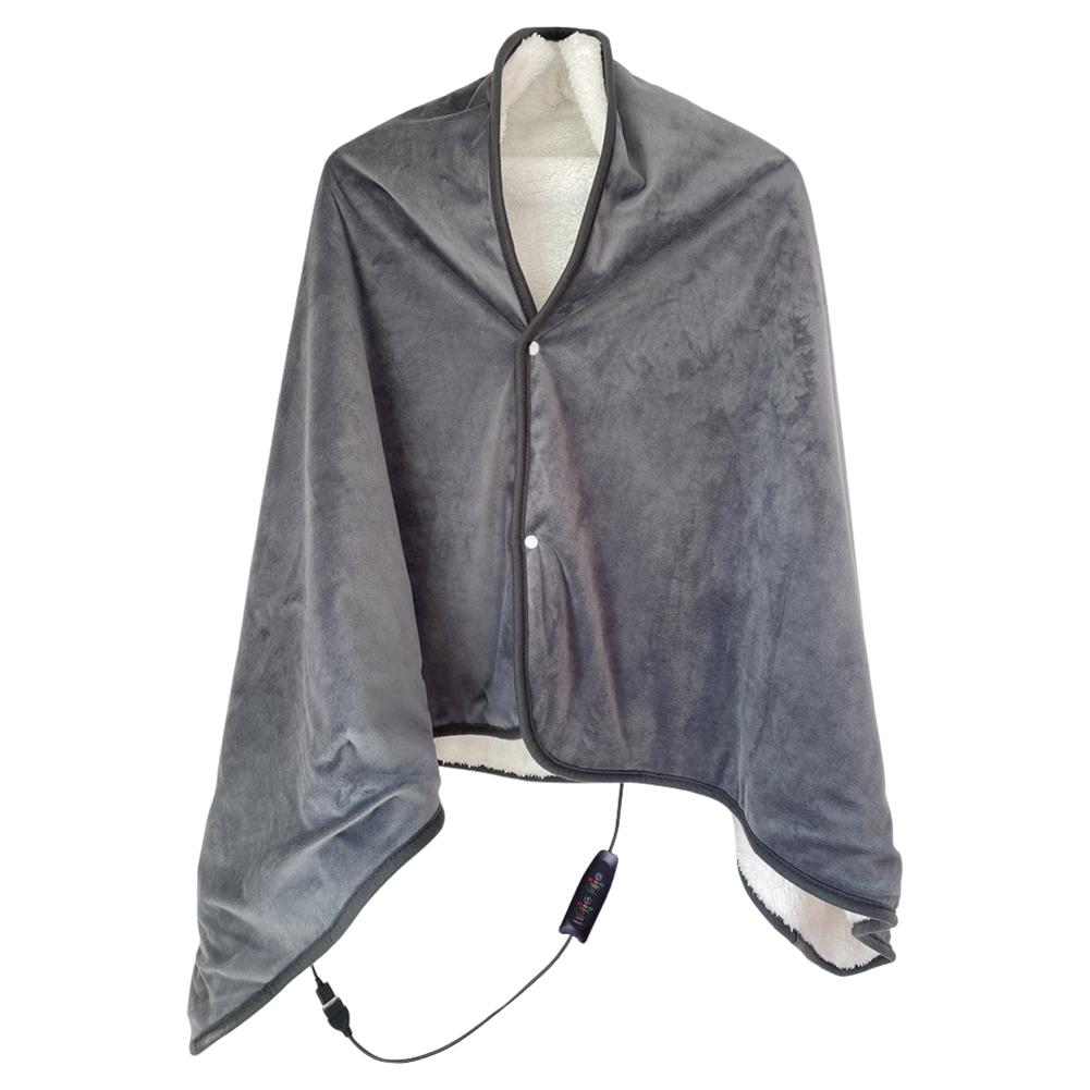 USB Heated Shawl Wearable Heated Poncho Throw 3 Heating Level Portable Poncho Wrap Soft Heated Throw Blanket for Camping Hiking армия зеленый