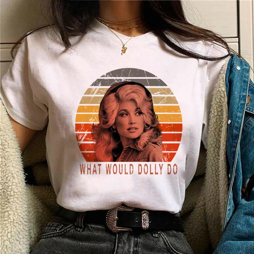 What Would Dolly Do T Shirt WWDD Country Music Legend Women's Crew Neck Short Sleeve Top Dolly Parton T-shirts Harajuku TOP