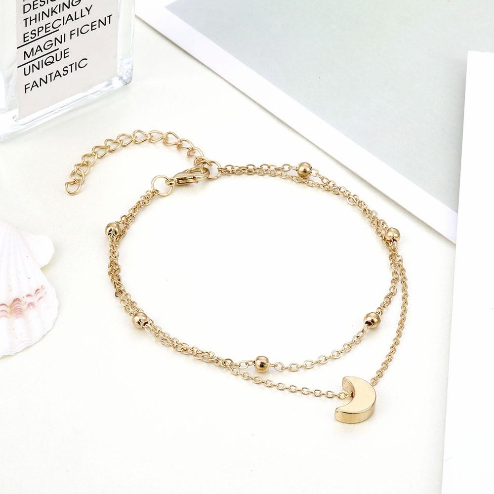 Metal Moon Charm Anklet Set