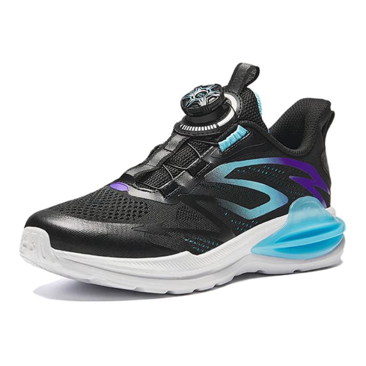 Anta Kids Fabric Synthetic Leather Comfortable Knob Non-Slip Wear-Resistant Low-Top Running Shoes Kids Running Shoes Black Blue 312435504-3