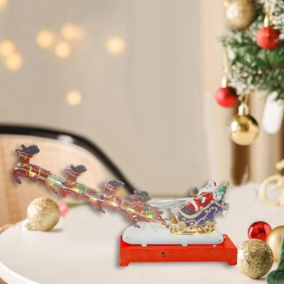 Santa Reindeer Ornament Festive Sleigh Decor Party Supplies Decorate Christmas Scene for
