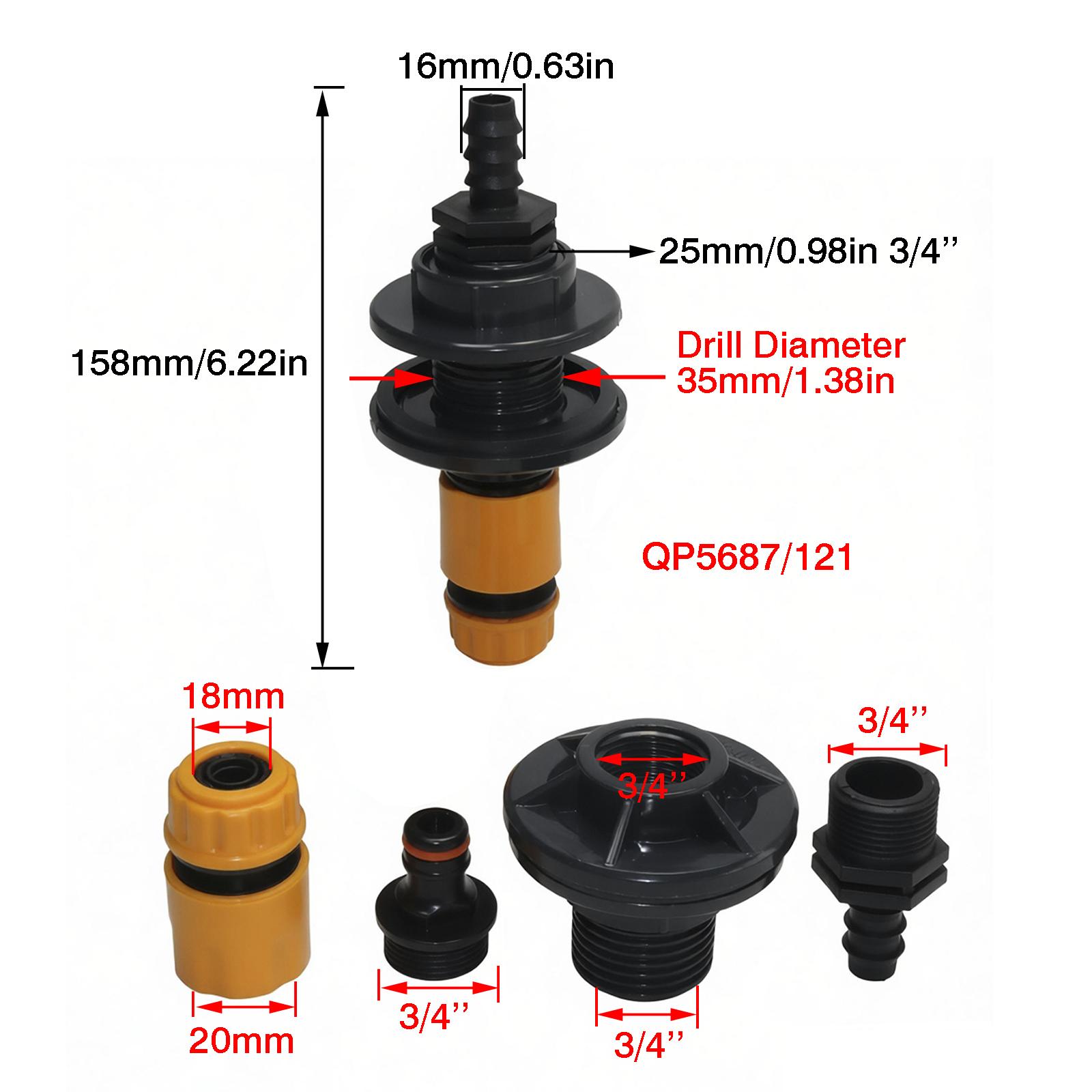 PVC/IBC Water Barrel Adapter, Durable Water Tank Adapter with Valve, Quick Installation Rainwater Collection Connector sprayer