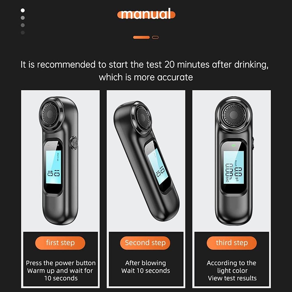 2024 Non-Contact High-Precision Alcohol Tester Digital LCD Screen USB Rechargeable Breath Alcohol Tester Breathalyzer Analyzer