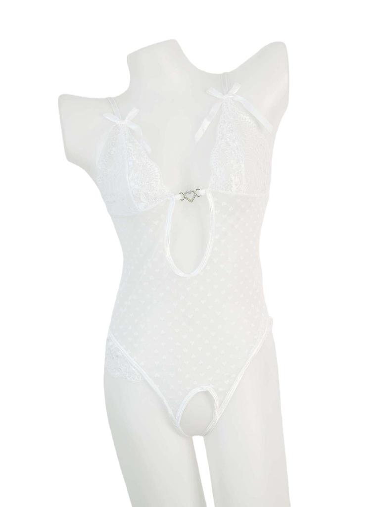 Lace Crotchless Bodysuit - French Flirty See-through Lingerie