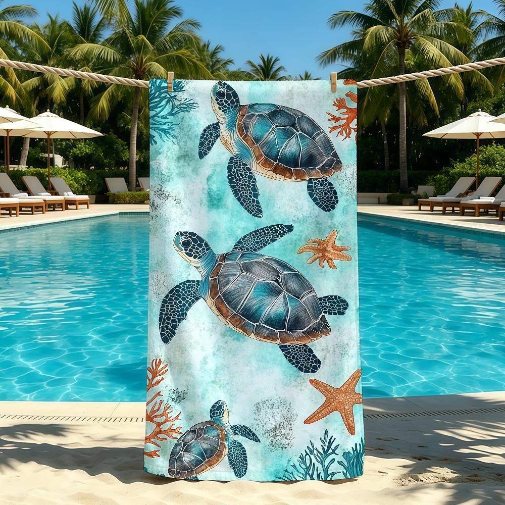 Ocean Turtle Cool Cute Towel For Outdoor Camping Beach Towel Super Absorbent Quick-Drying Summer Towel