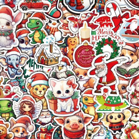 100 sztuk/worek naklejki świąteczne samoprzylepne wodoodporne pcv zdejmowane etui na telefon bagaż deskorolka Laptop księga gości naklejka dla dzieci materiały dla majsterkowiczów