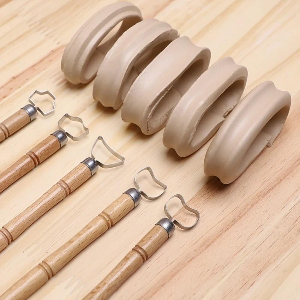 5 Pcs/set Texture Sculpture Pottery Tool Diy Craft Pottery Handle Making Tool  Handle Shaping