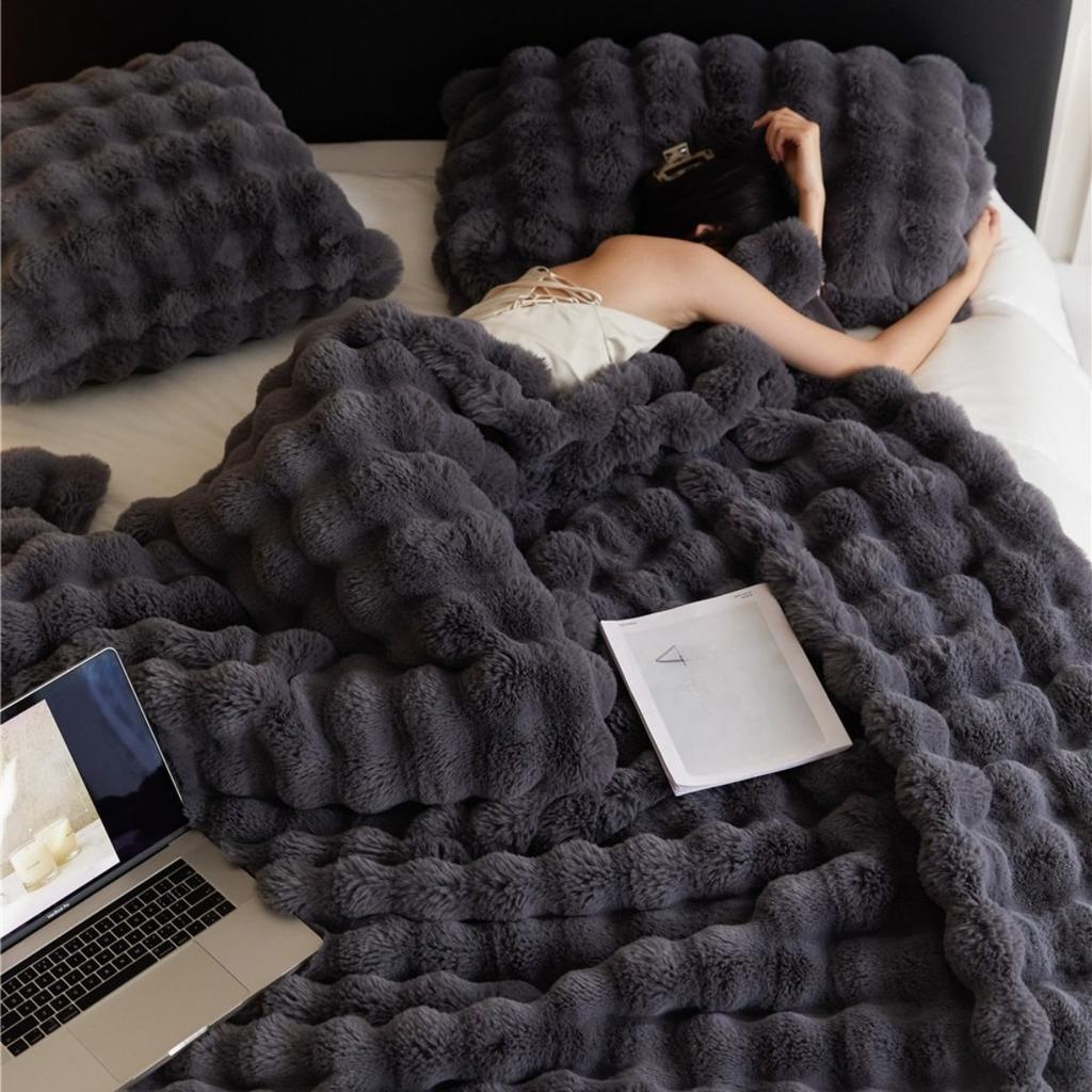 Blanket Imitation Rabbit Blanket, Bubble Velvet Blanket, Double-sided Thick Office Nap Blanket, Sofa Cover Blanket