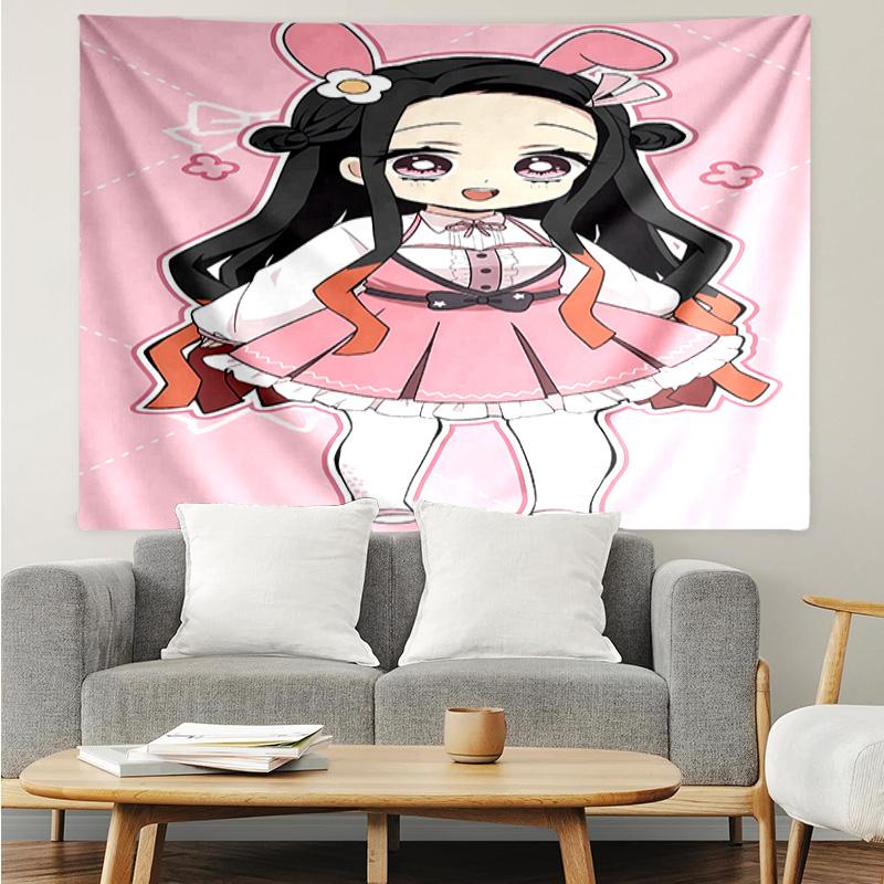 Demon Slayer Nezuko2 Tapestry for Bedroom Aesthetic Classroom Tapestries Wall Hanging for Living Room Dorm Office,Ideal Creative Gift