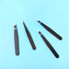 Black Stainless Steel Flat Bevel Eyebrow Tweezers for Precision Hair Removal