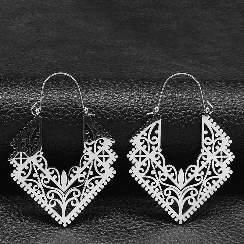 Trendy Yoga Lotus Flower Earrings Stainless Steel Gold Color Hoop Earrings for Women Jewelry boucles d'oreilles E9360S01
