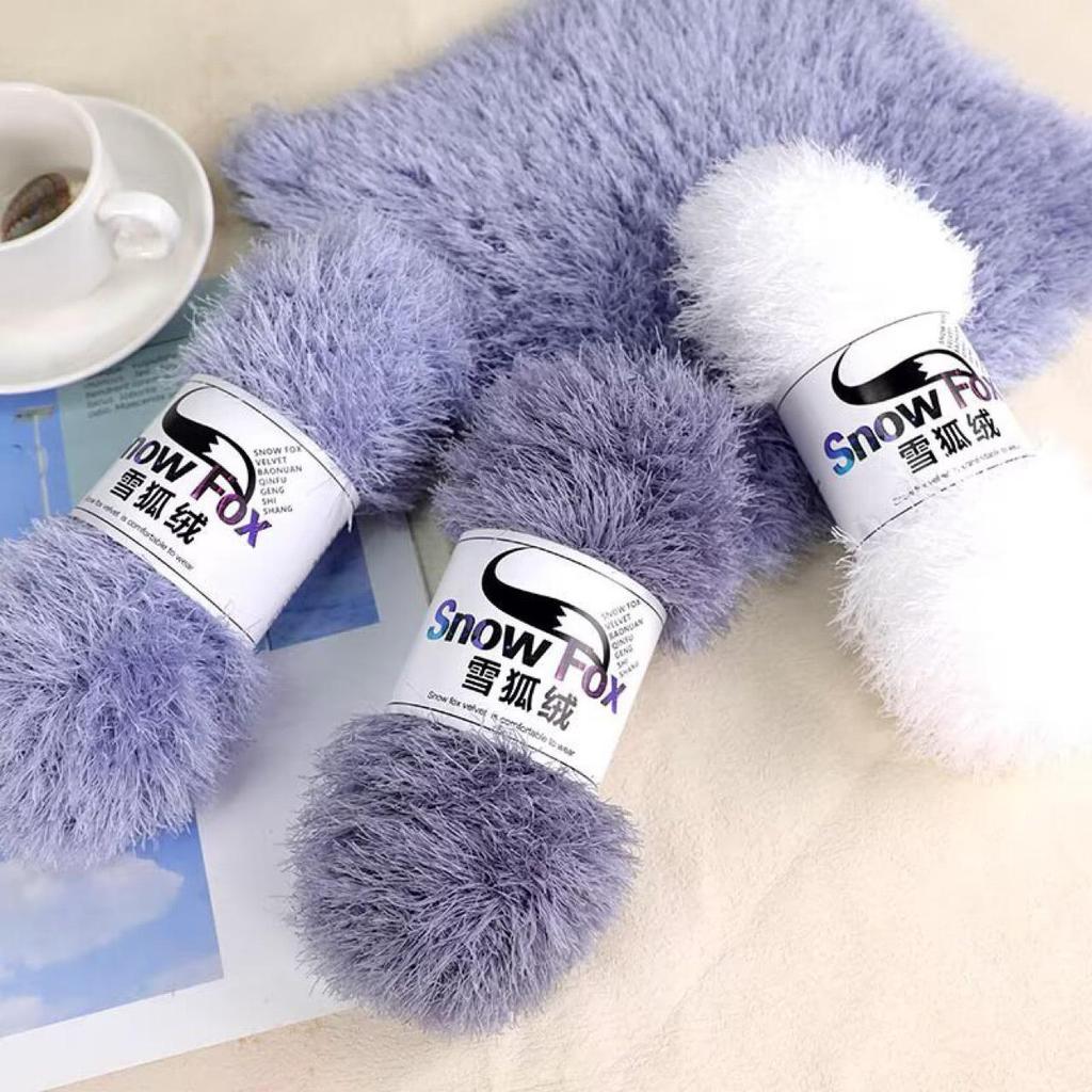 Schneefuchs Flauschiges Garn: Langhaariges Nerz-Korallenfleece zum DIY-Stricken von Babyhüten und Schals