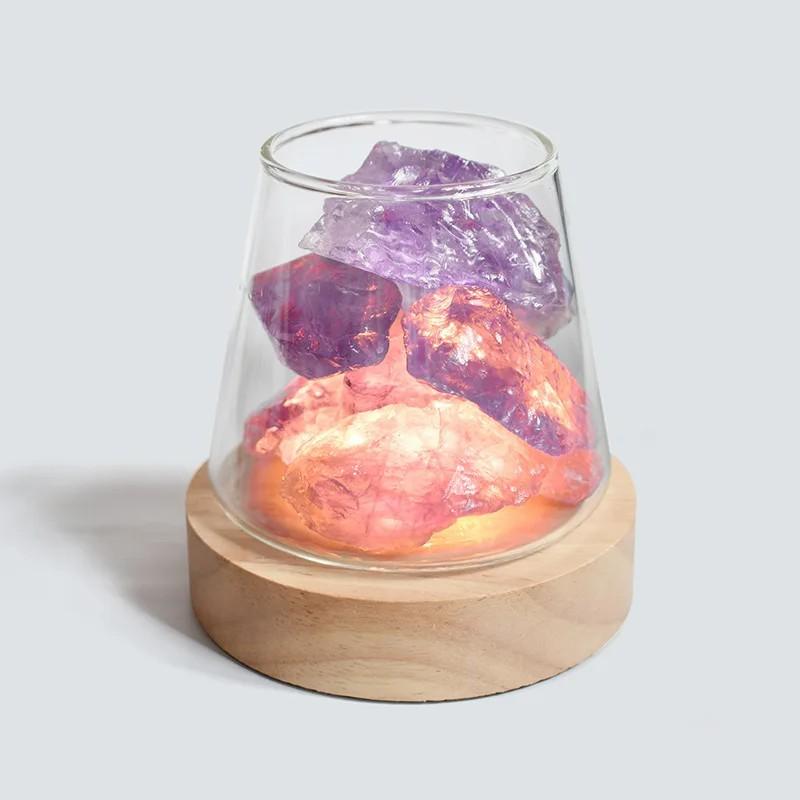 D2 Novelty Natural Himalayan Salt Table Lamp Night Light Natural Raw Stones Crystal Essential Oil Diffuser Light Gift Decor Lamp