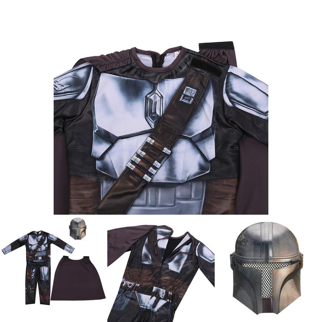 Star Wars Mandalorian Halloween Costume Set For Boys; Jumpsuit Mask And Cape Included!