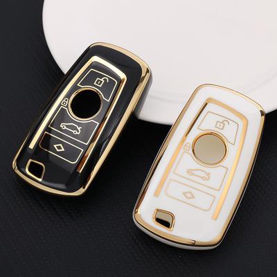 Auto Afstandsbediening Sleutelhoes Houder Gouden Frame Ontwerp Auto Auto Sleutels Shell TPU 4 Knop Sleutelhanger voor BMW A Serie B Serie Accessoires