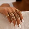 Promotional Combination Ring, Retro Personalized Point Diamond Hollow 14-Piece Set Jewelry.