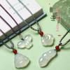 Elegant Natural White Agate Pendant Necklace with Wire Wrap, Fine Cord, Hanfu Inspired, New Chinese Style