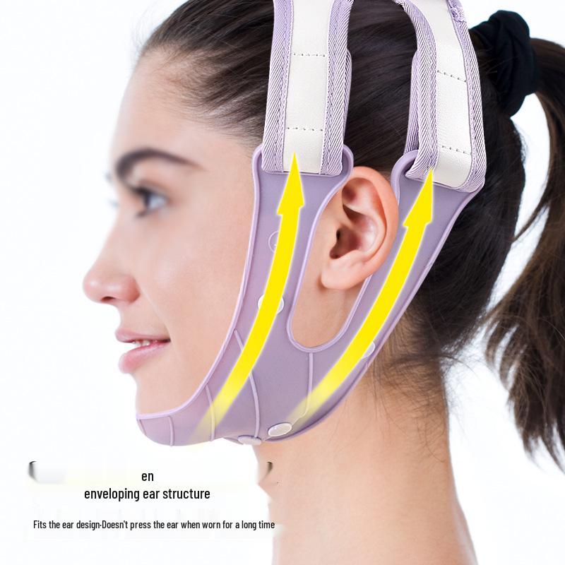 Adjustable Silicone Compression Face Mask Strap with Velcro, Non-Slip Double Chin Lifting Bandage with Massage Protrusion
