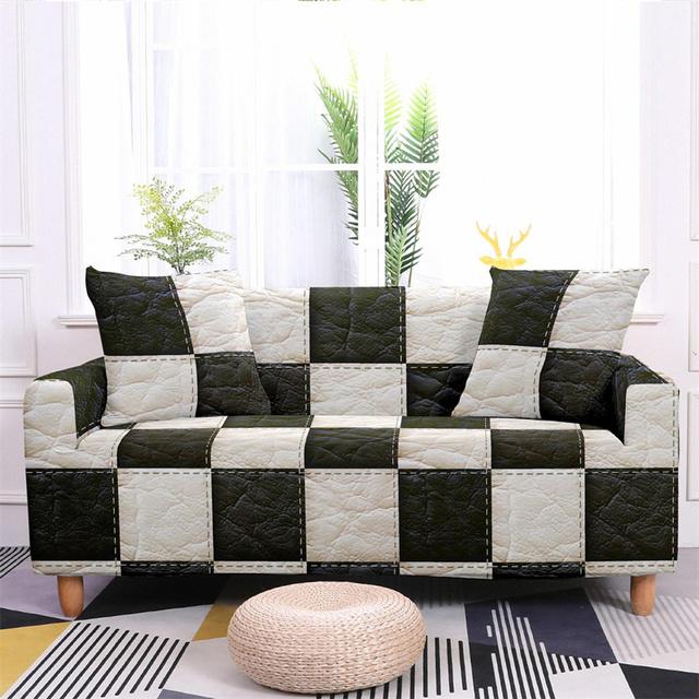Striped Plaid Printed Couch Cover Sofa Cover For Living Room Elastic L -Shape Anti -Fouling Slipcovers Pets Chaselong Protector