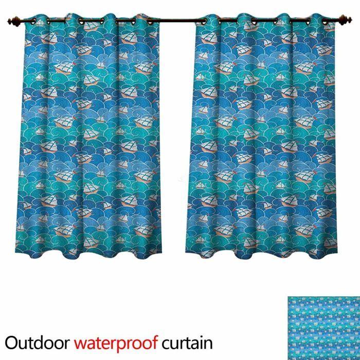 Rideau D'intimité Nautique - Anshesix - 140x183 Cm - Transport De Navires - Vagues - Aventure Ornementale